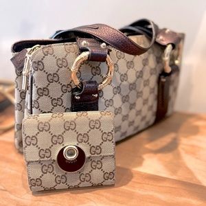 Gucci Logo GG Satchel w/ Matching Wallet